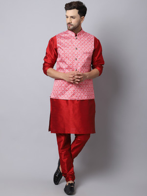 BANHUSSAIN Men Kurta Pyjama Ethnic Jacket Set