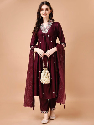 Varamya Women Kurta Pant Attached Dupatta Set