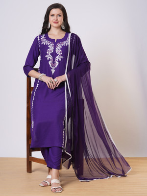 Tasrika Embroidered Kurta, Trouser/Pant & Dupatta Set