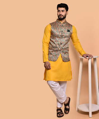 PRINTCULTR Men Kurta Pyjama Ethnic Jacket Set