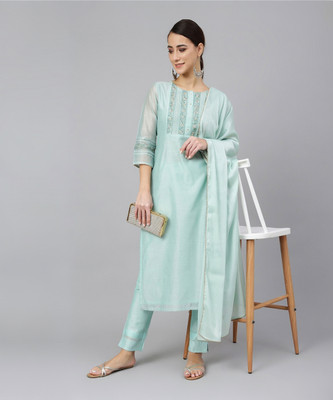 Janasya Women Kurta Pant Dupatta Set