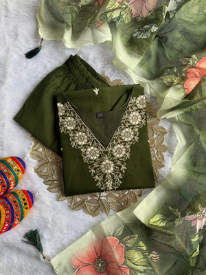 varni exim Women Kurti Pant Attached Dupatta Set
