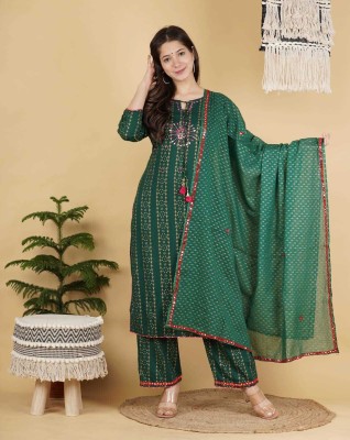 Jaipuri Stuff Women Kurti Palazzo Dupatta Set