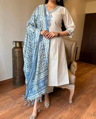 QUNEY Women Kurti Pant Dupatta Set