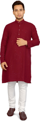 Reyansh4u Men Embellished Straight Kurta(Maroon)