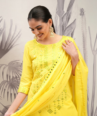 Vishudh Women Kurta Pant Attached Dupatta Set