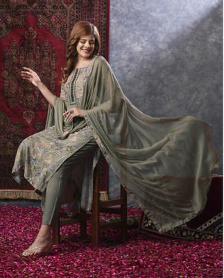 Gosriki Women Kurta Pant Attached Dupatta Set