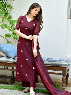 Aatvi Women Ethnic Top Pant Attached Dupatta Set