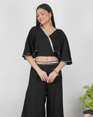 METRO-FASHION Women Crop Top Palazzo Set