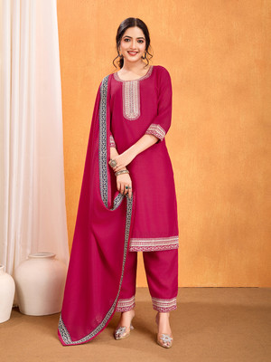 The Style Sanctuary Embroidered Kurta, Trouser/Pant & Dupatta Set