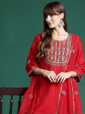 Indo Era Women Kurta Pant Dupatta Set