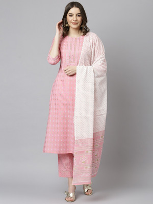 Janasya Women Kurta Pant Dupatta Set