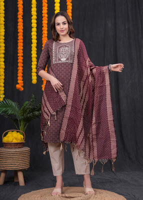HUJUM Women Kurta Pant Dupatta Set