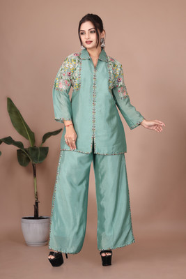 Jash Creation Women Ethnic Top Palazzo Set