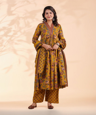 VBUYZ Women Kurta Palazzo Dupatta Set