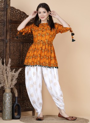 FabRasiya Women Ethnic Top Dhoti Pant Set