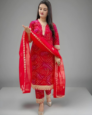 ethtvica Women Kurti Pant Dupatta Set