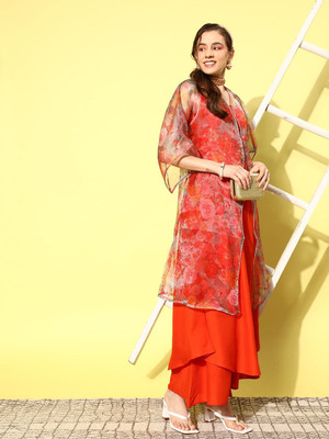 InWeave Women Kurta Ethnic Jacket Set