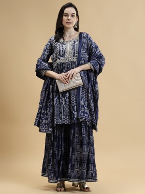 FIVE MILES Women Kurta Sharara Attached Dupatta Set