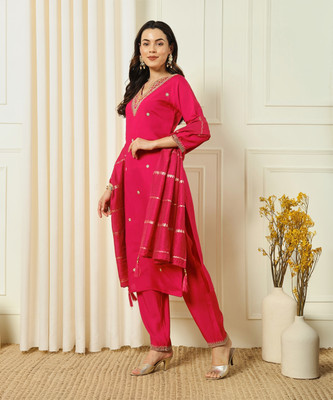 DERIFA Women Kurti Pant Dupatta Set