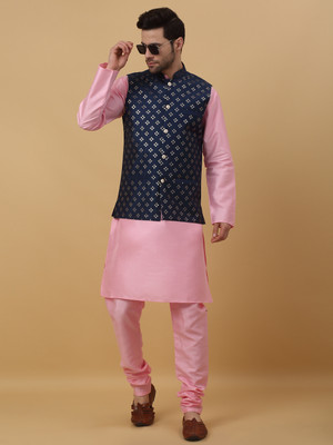 kraft india Men Kurta Pyjama Ethnic Jacket Set
