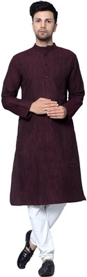 Aaryavar Men Self Design Straight Kurta(Maroon)