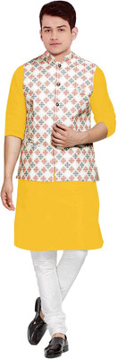 OS Jeans Men Kurta Pyjama Ethnic Jacket Set