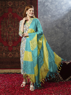 Tasrika Floral Print Kurta, Trouser/Pant & Dupatta Set