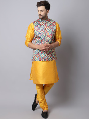 BANHUSSAIN Men Kurta Pyjama Ethnic Jacket Set