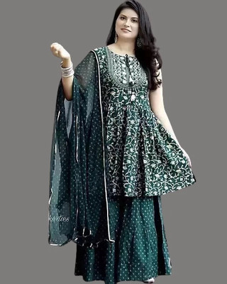 AnviTextile Women Kurti Sharara Dupatta Set