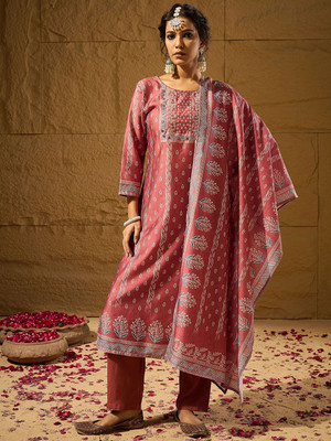 ANOUK Women Kurta Pyjama Attached Dupatta Set