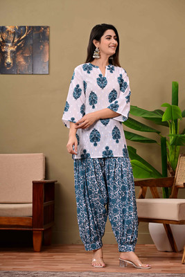 flamingo blue Women Kurta Patiala Set