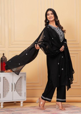 Velos Women Kurta Palazzo Dupatta Set