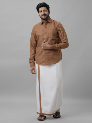 VIVEAGHAM Men Shirt Dhoti Set
