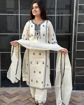 Aaghnya Fashion Women Kurta Palazzo Dupatta Set