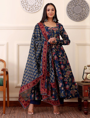 TARUNIPOSHAK Floral Print Kurta, Churidar & Dupatta Set