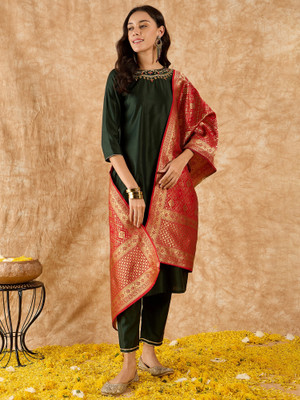 Indo Era Women Kurta Pant Dupatta Set