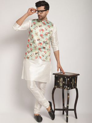 kaifoo Men Kurta Churidar Ethnic Jacket Set