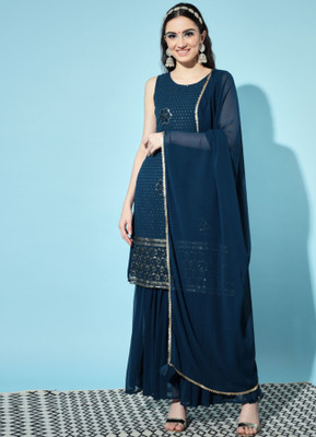 SHOPPING QUEEN Women Kurta Sharara Dupatta Set