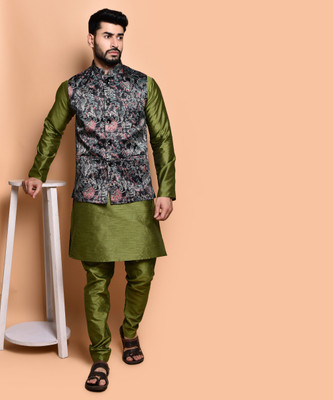 PRINTCULTR Men Kurta Pyjama Ethnic Jacket Set