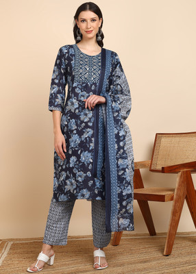 amozo Floral Print Kurta, Trouser/Pant & Dupatta Set