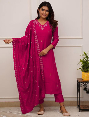 FOXDX Women Kurti Pant Dupatta Set