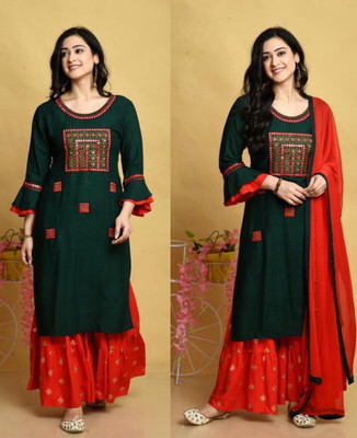 JIYAAN CREATION Women Kurta Sharara Set