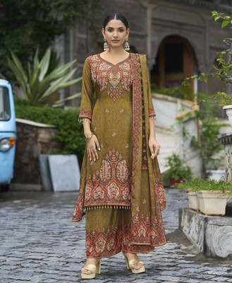 MOJILAA Women Kurta Palazzo Dupatta Set