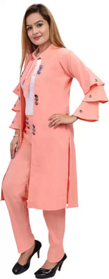 4All Women Ethnic Top Pant Ethnic Jacket Set