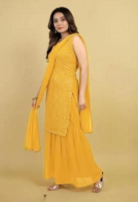 NAVLIK Women Kurta Sharara Dupatta Set