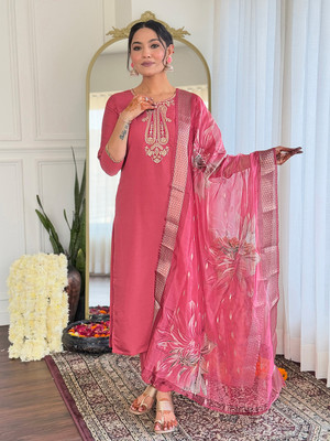 Vaidehi Fashion Embroidered Kurta, Trouser/Pant & Dupatta Set