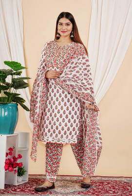 Sanganer Export Women Kurta Pant Dupatta Set