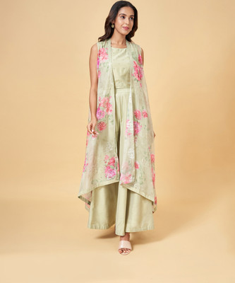 Rangmanch by Pantaloons Women Crop Top Sharara Ethnic Jacket Set