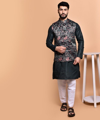 PRINTCULTR Men Kurta Pyjama Ethnic Jacket Set